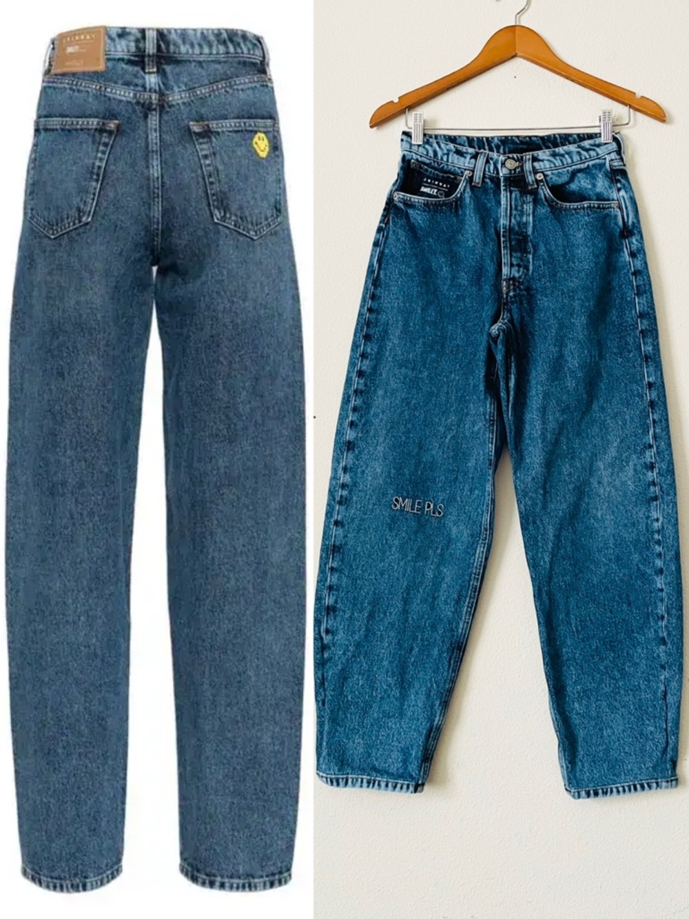 Joshua Sanders Smiley SIZE 26 high rise embroidered logo tapered logo jeans